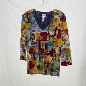 Chico's Multicolor V-Neck Top
